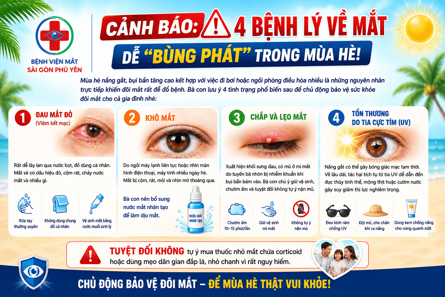 4 BỆNH LÝ VỀ MẮT THƯỜNG GẶP VÀO MÙA HÈ