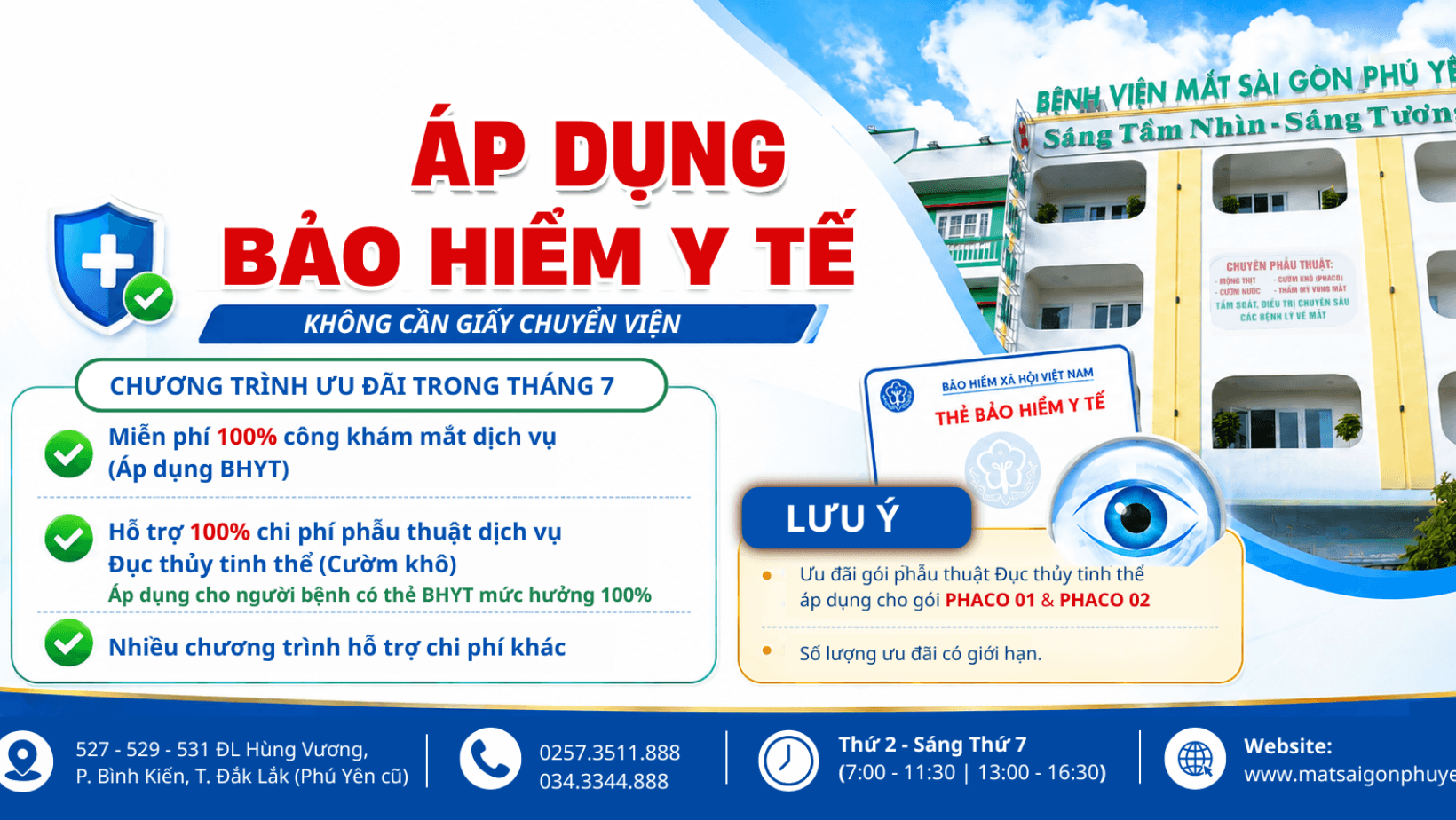 CHƯƠNG TRÌNH ƯU ĐÃI THÁNG 7 TẠI BỆNH VIỆN MẮT SÀI GÒN PHÚ YÊN