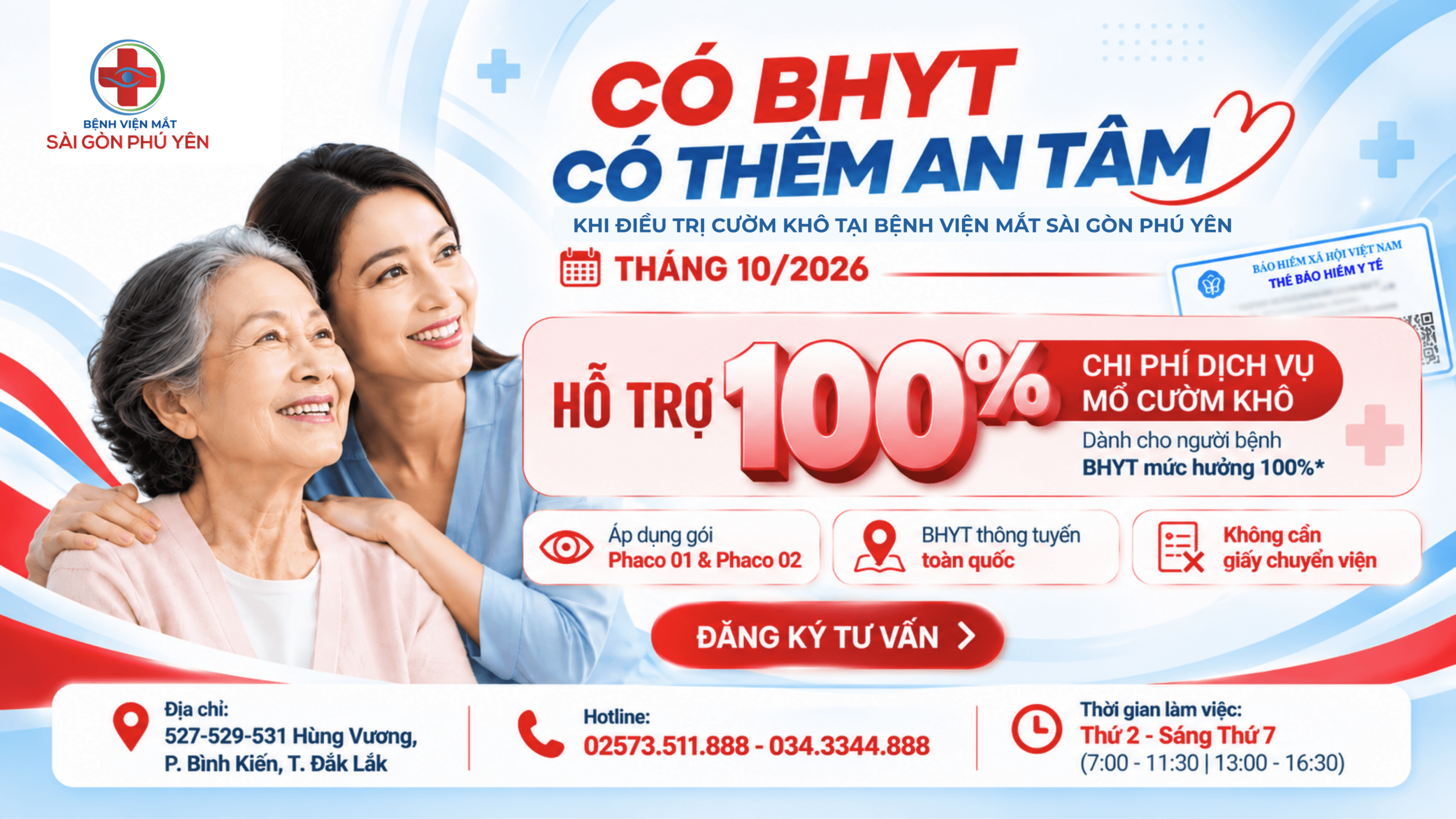 ƯU ĐÃI THÁNG 10, ÁP DỤNG BHYT TẠI BỆNH VIỆN MẮT SÀI GÒN PHÚ YÊN.
